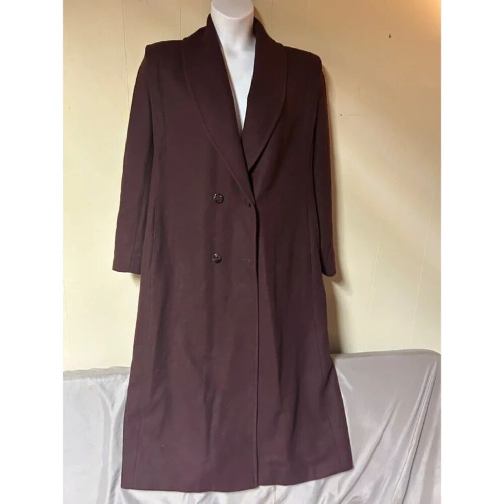Vintage Stephanie Matthews Burgundy Long Wool Blend Coat Women’s